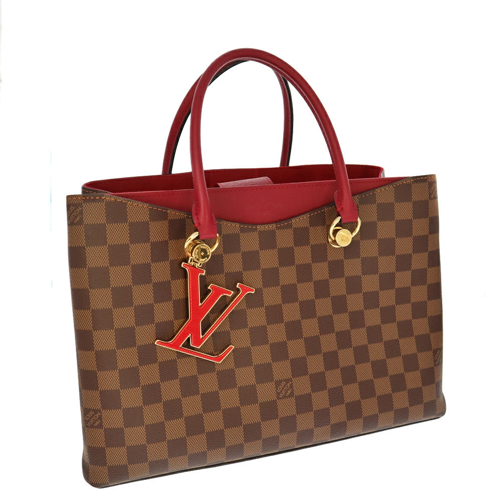 LOUIS VUITTON Riverside Damier Lidvan Ebene Brown Wine Fuchsia Pink LV Charm